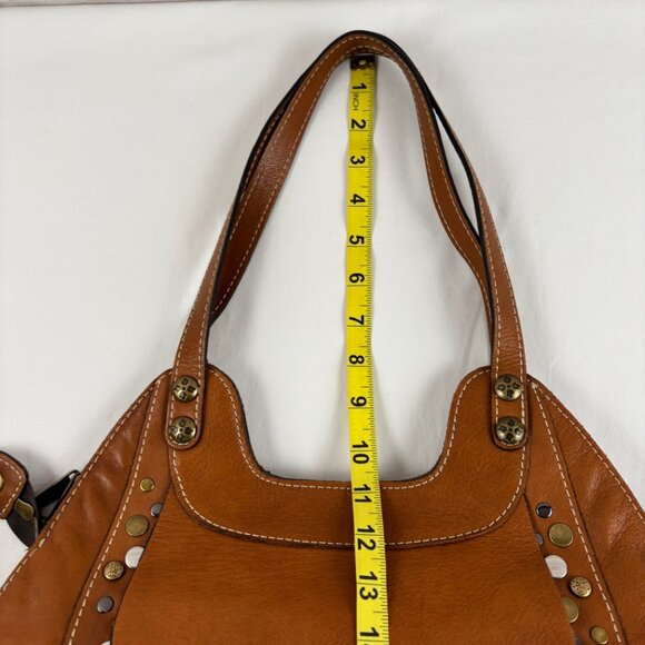 Patricia Nash Ergo Studded Leather Satchel Handbag Brown Cognac - Picture 14 of 15
